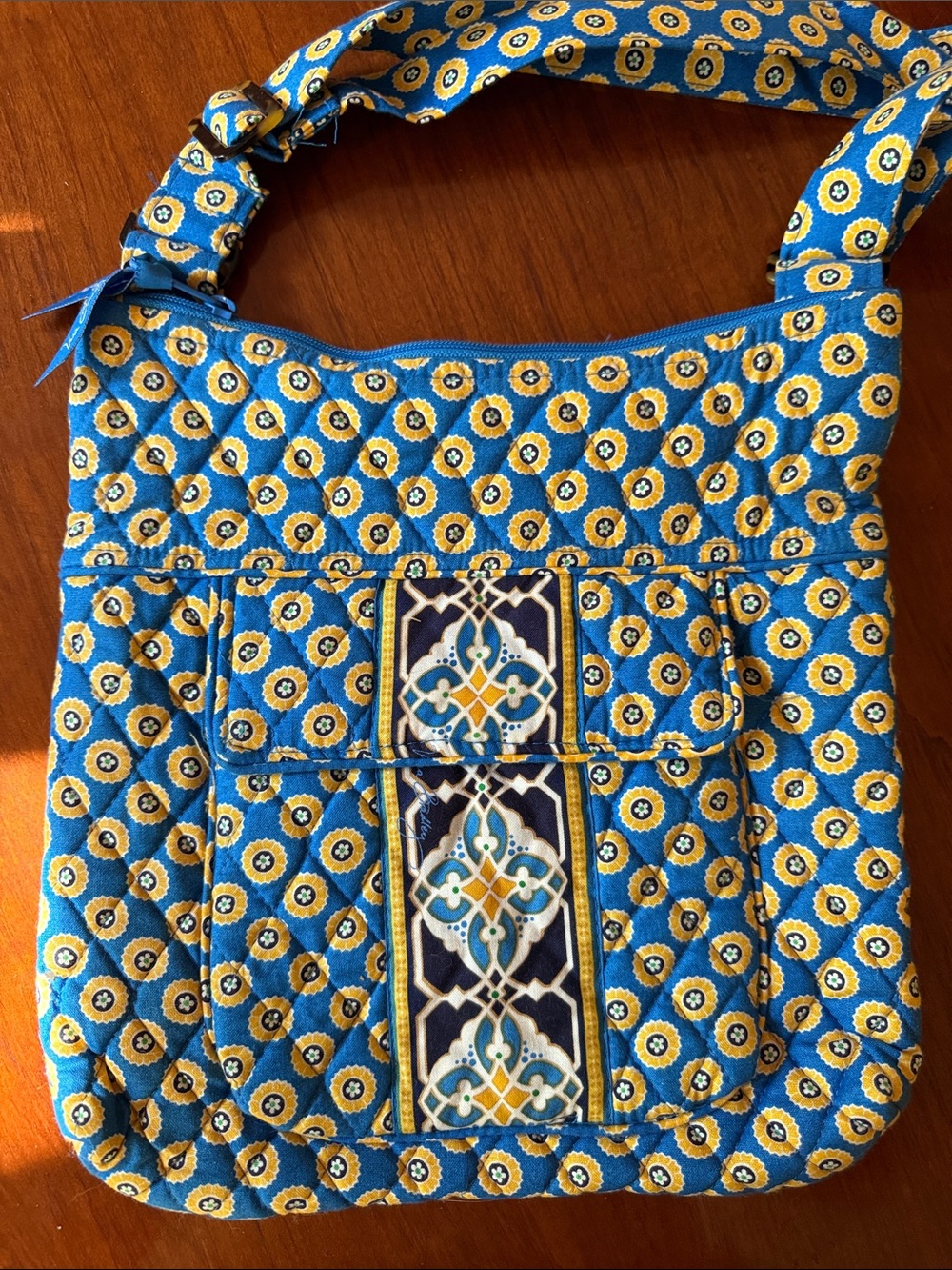 Blue and Yellow Vera BradleyQuilted Crossbody Medium Bag
